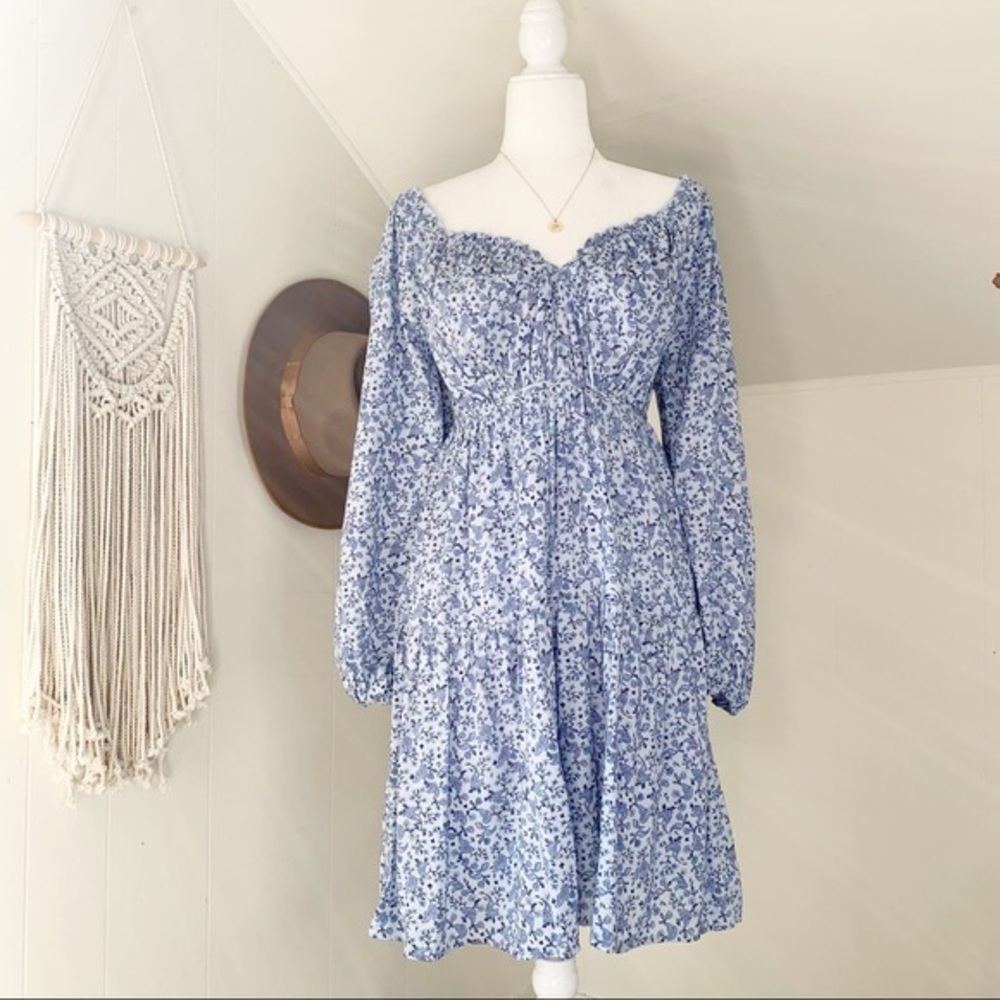 Old Navy Paisley Blue Peasant Dress XL